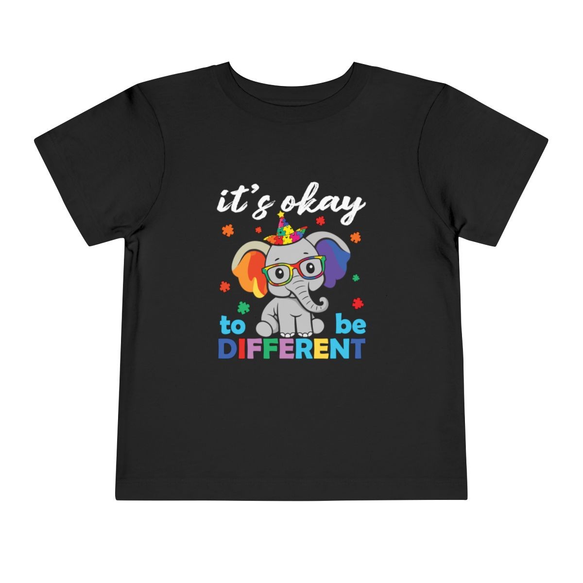 It's Okay to Be Different elephant toddler tee | rainbow, glasses, inclusive