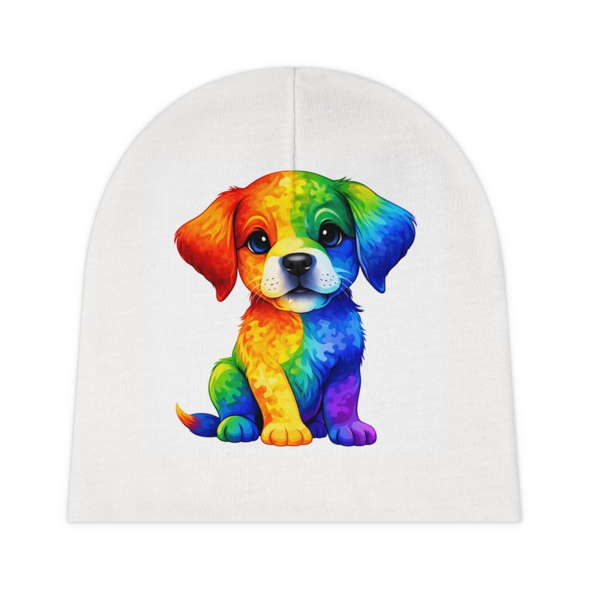 Rainbow Puppy Baby Beanie | Colorful Cute Dog Infant Hat
