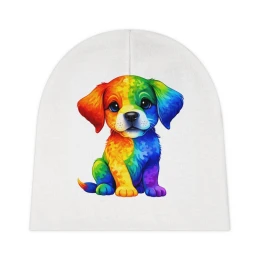 Rainbow Puppy Baby Beanie | Colorful Cute Dog Infant Hat