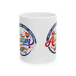 Autism Awareness Rainbow Badge Mug | Ceramic Coffee Cup