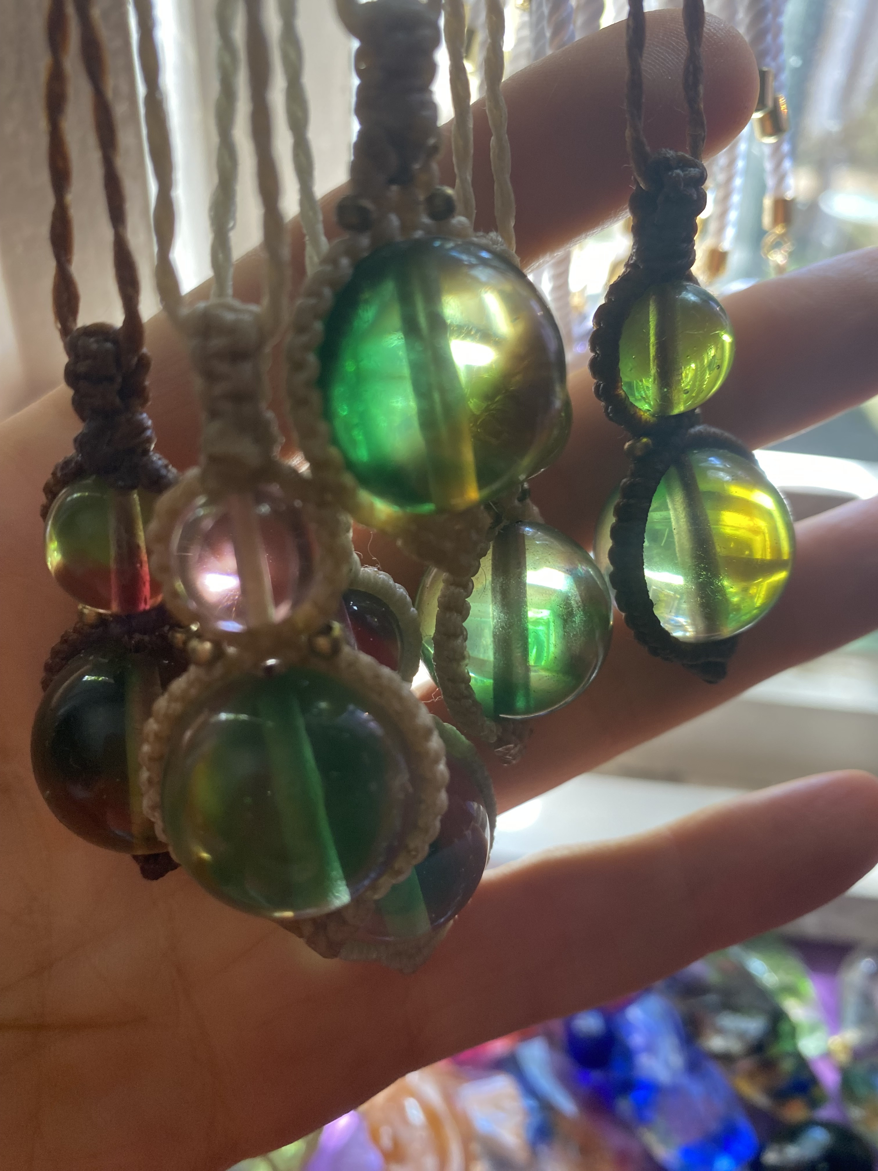 Rainbow Andara Infinity Balls Macrame Heart Pendant