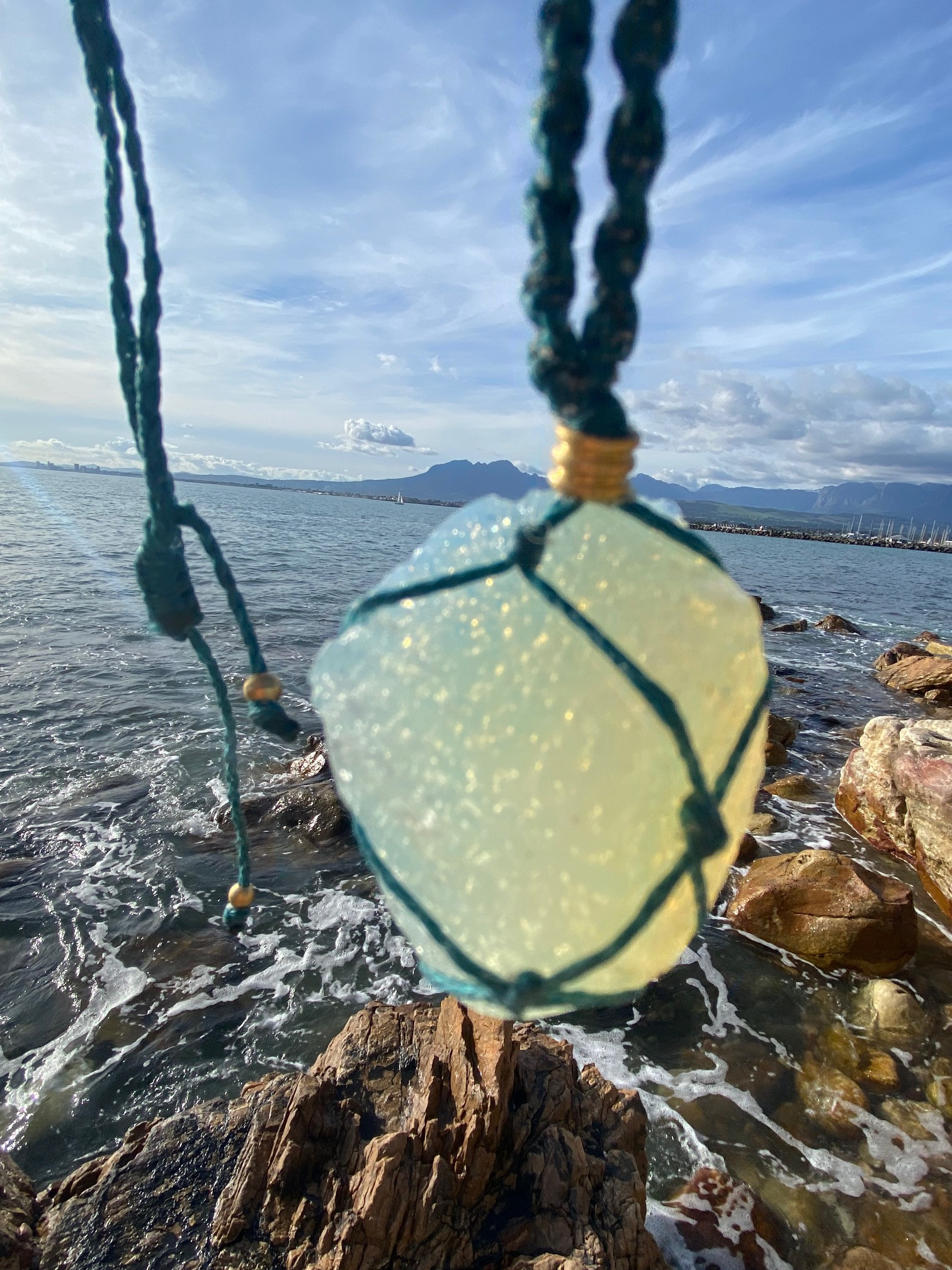 Sirian Blue Gold Power Andara Macrame Pendant