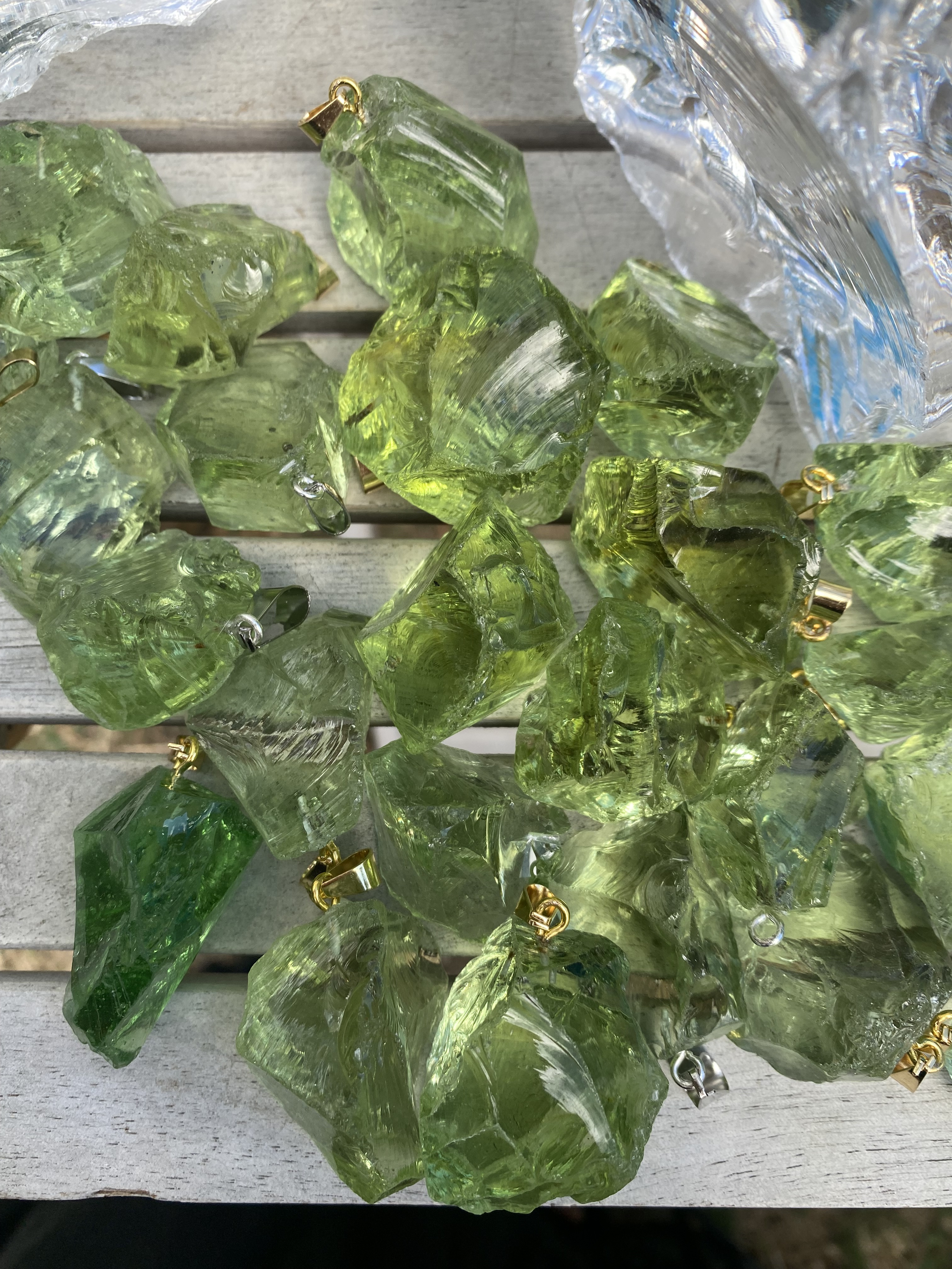 Light Green Gaia Heart Andara Pendant