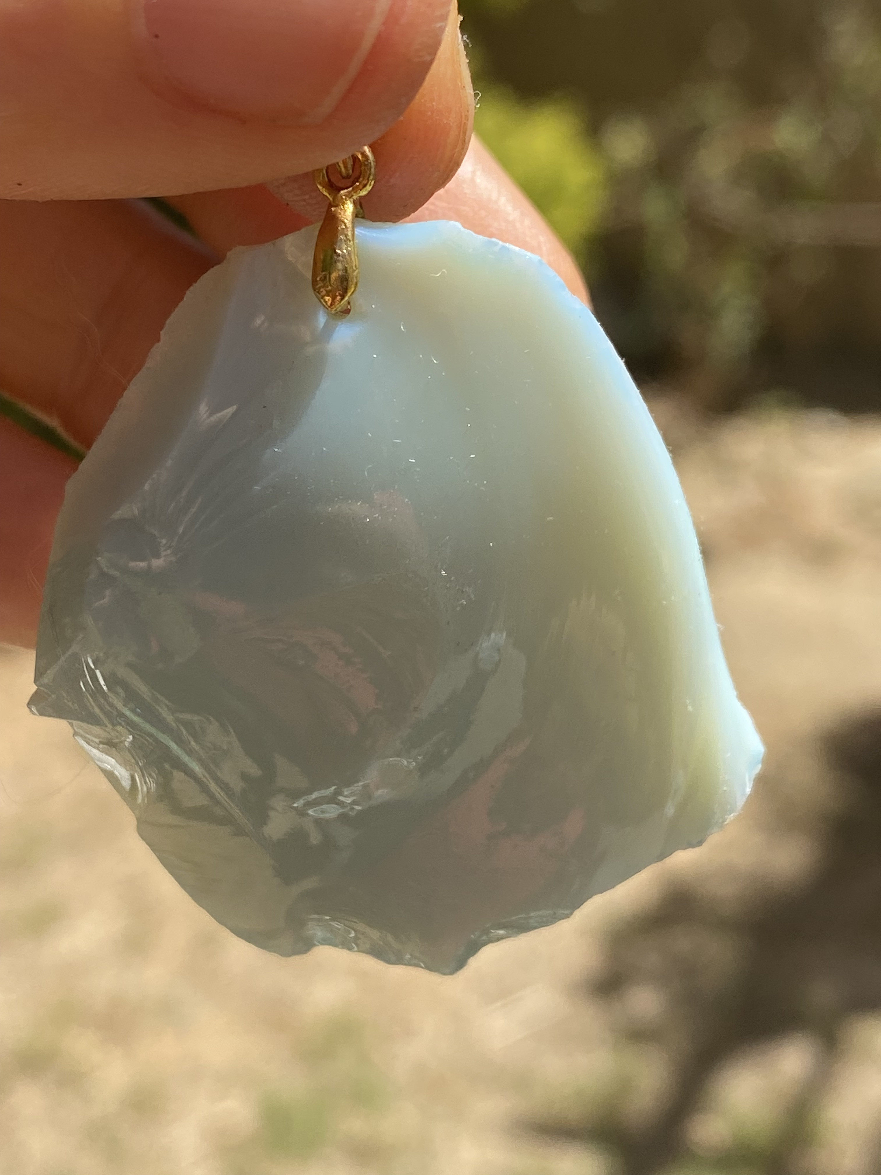 Buddha Pearlescent Blue Golden Light Gratitude Andara Pendant