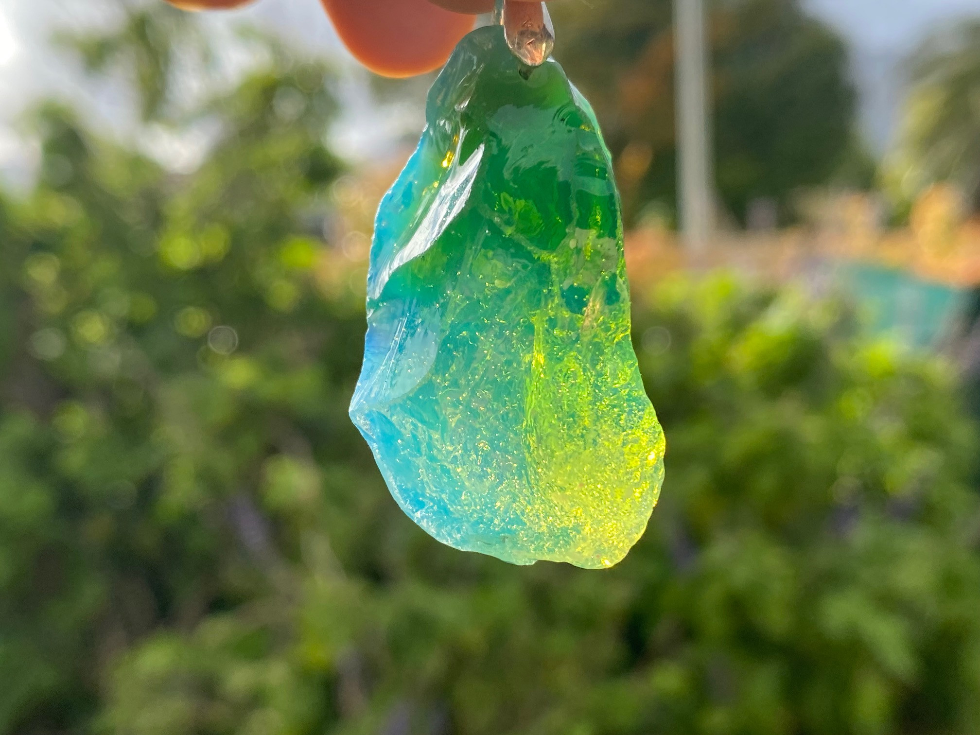 Blue Green Andara Pendant - Divine Masculine and Divine Feminine Rebalancing