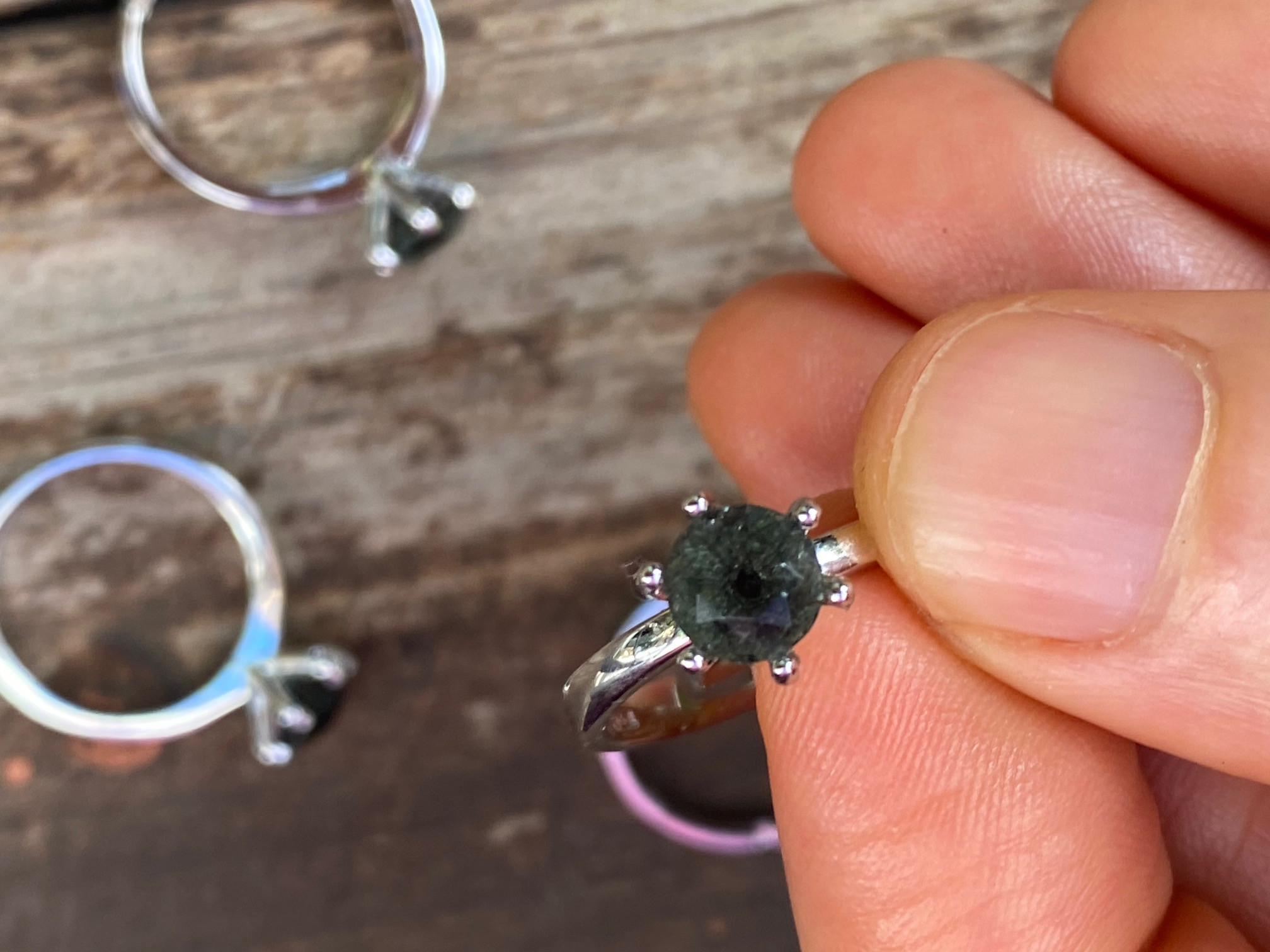 Andara Diamond Faceted Dark Blue Stone Ring