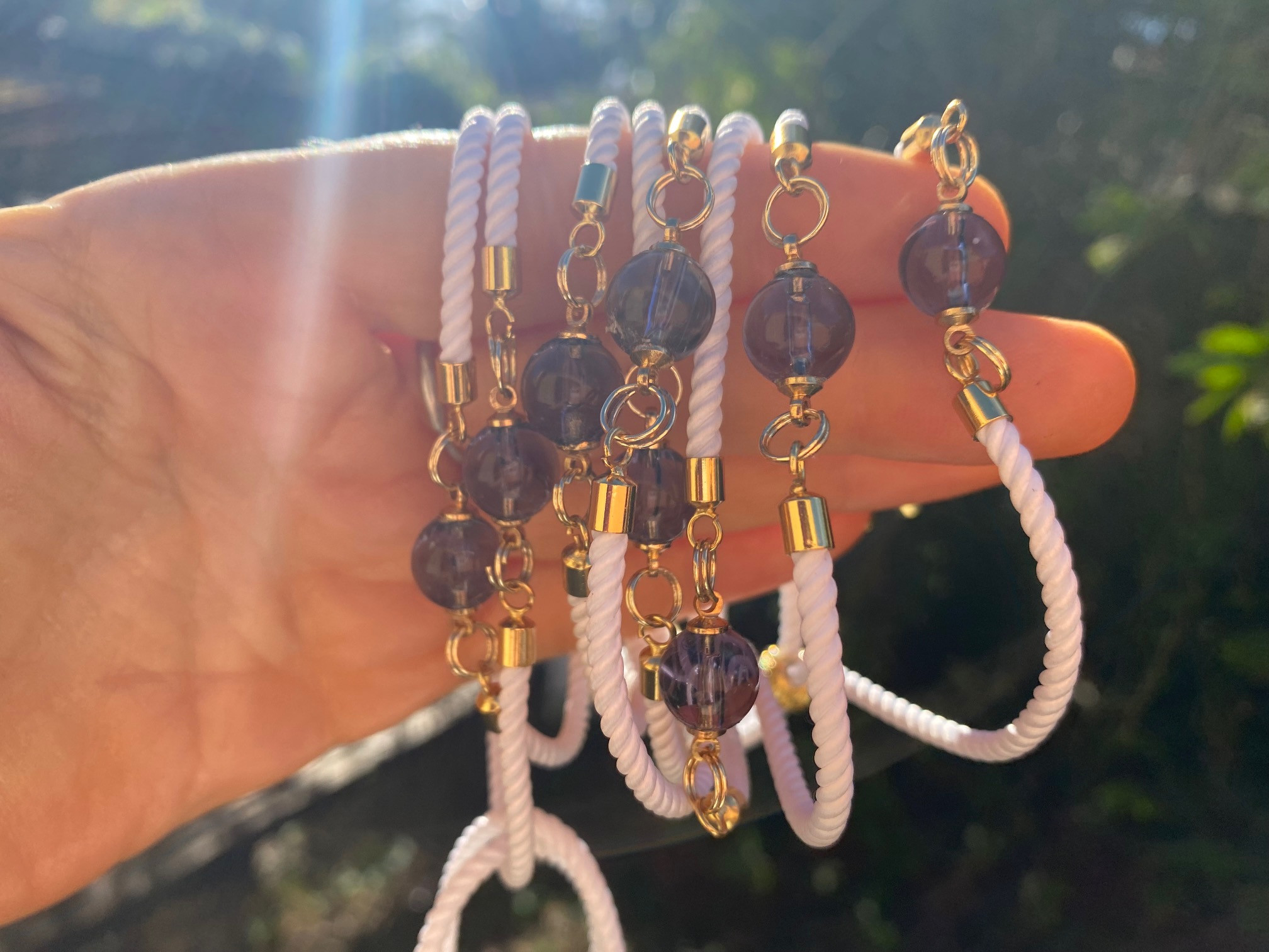 St. Germain Violet Light Andara  Bead Bracelet