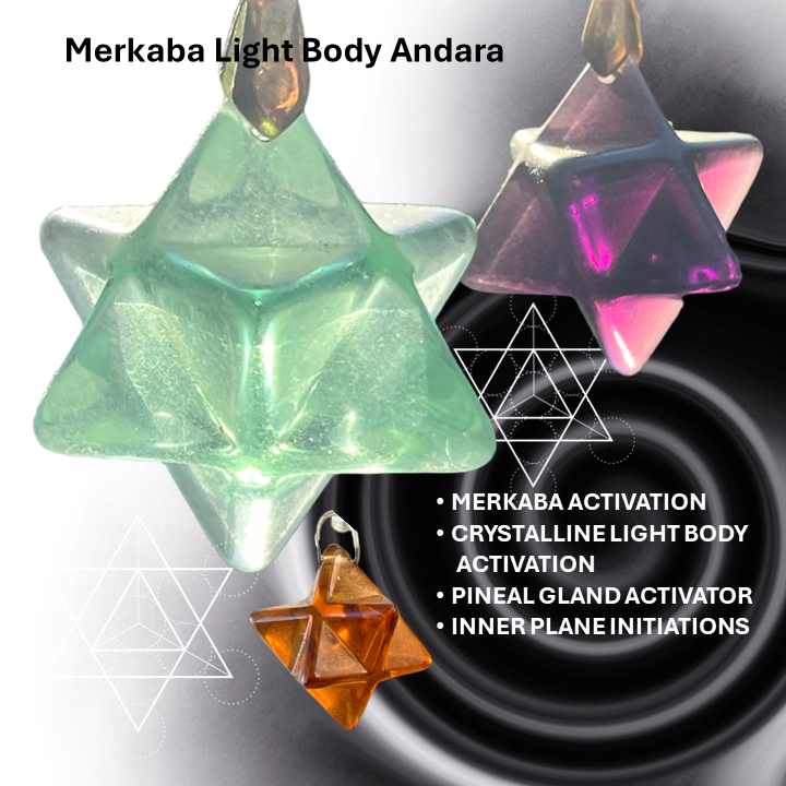 Merkaba Andara Polished Pendant with Gold Plated Wire Necklace