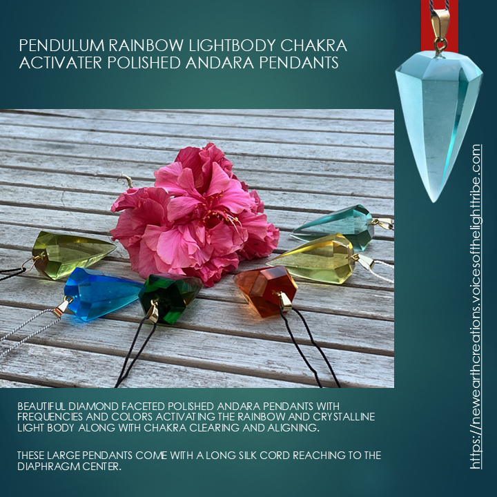 Beautiful Pendulum Rainbow Lightbody Chakra Activator Polished Andara Pendants