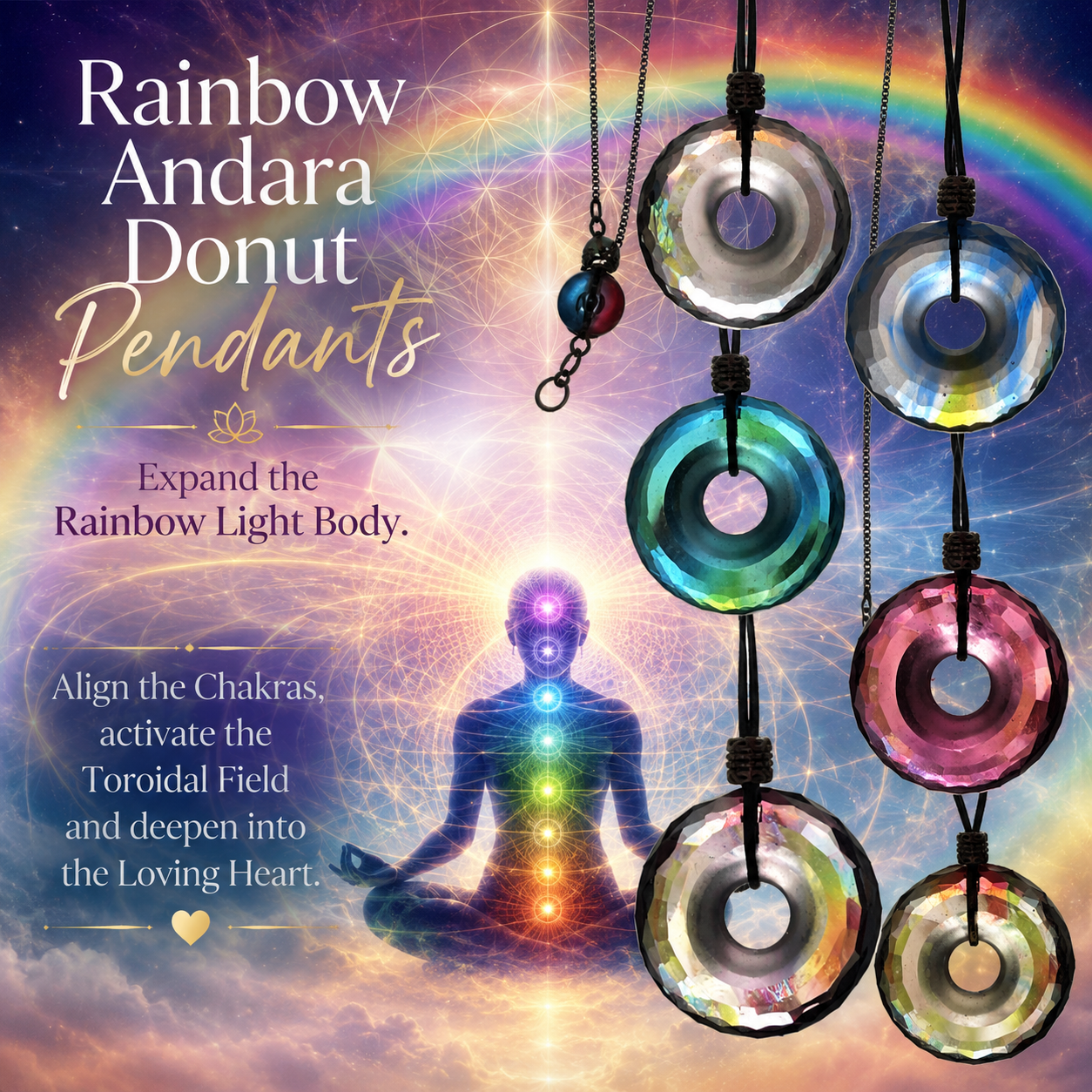 Rainbow Andara Donut Pendants