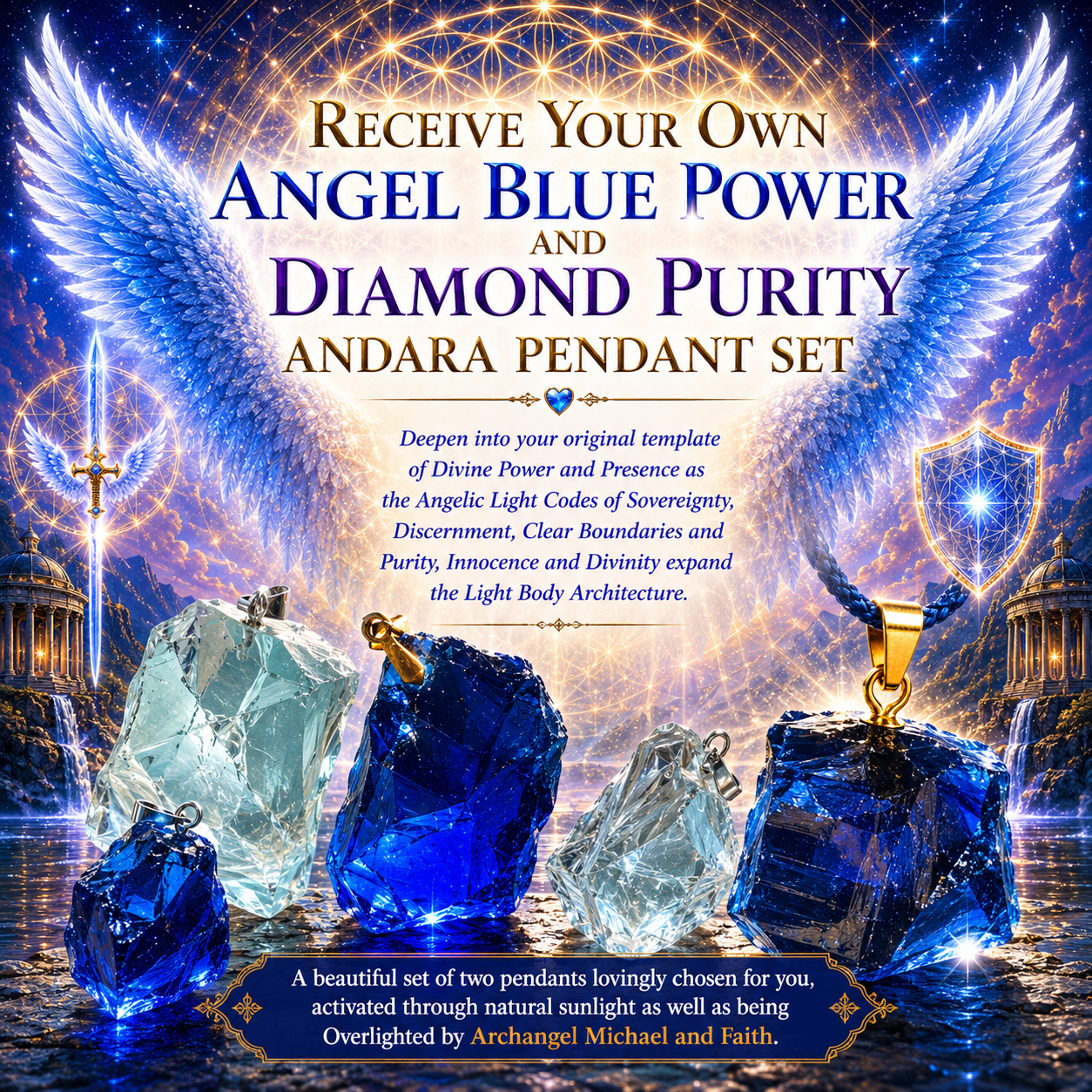 ANGEL BLUE POWER AND DIAMOND PURITY ANDARA PENDANT SET