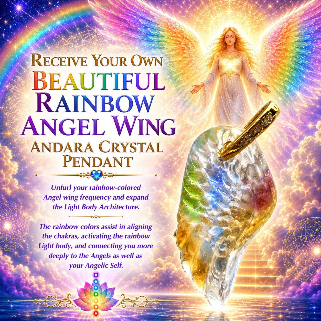 RAINBOW ANGEL WING ANDARA CRYSTAL PENDANT