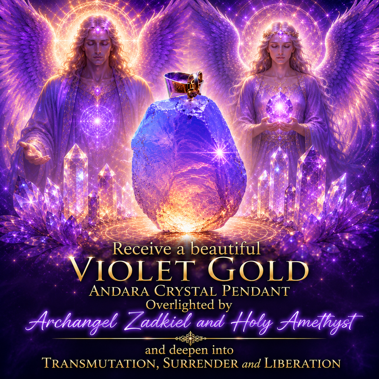 VIOLET GOLD ANDARA CRYSTAL PENDANT