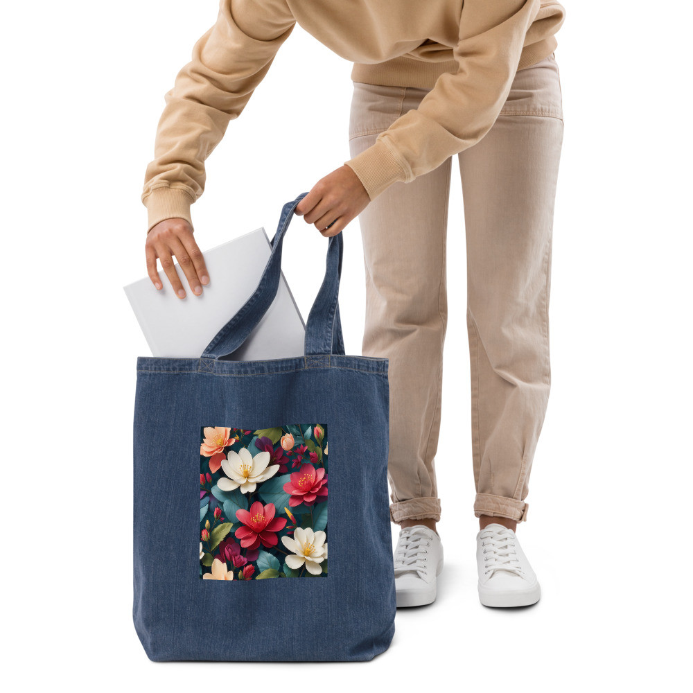Organic denim tote bag
