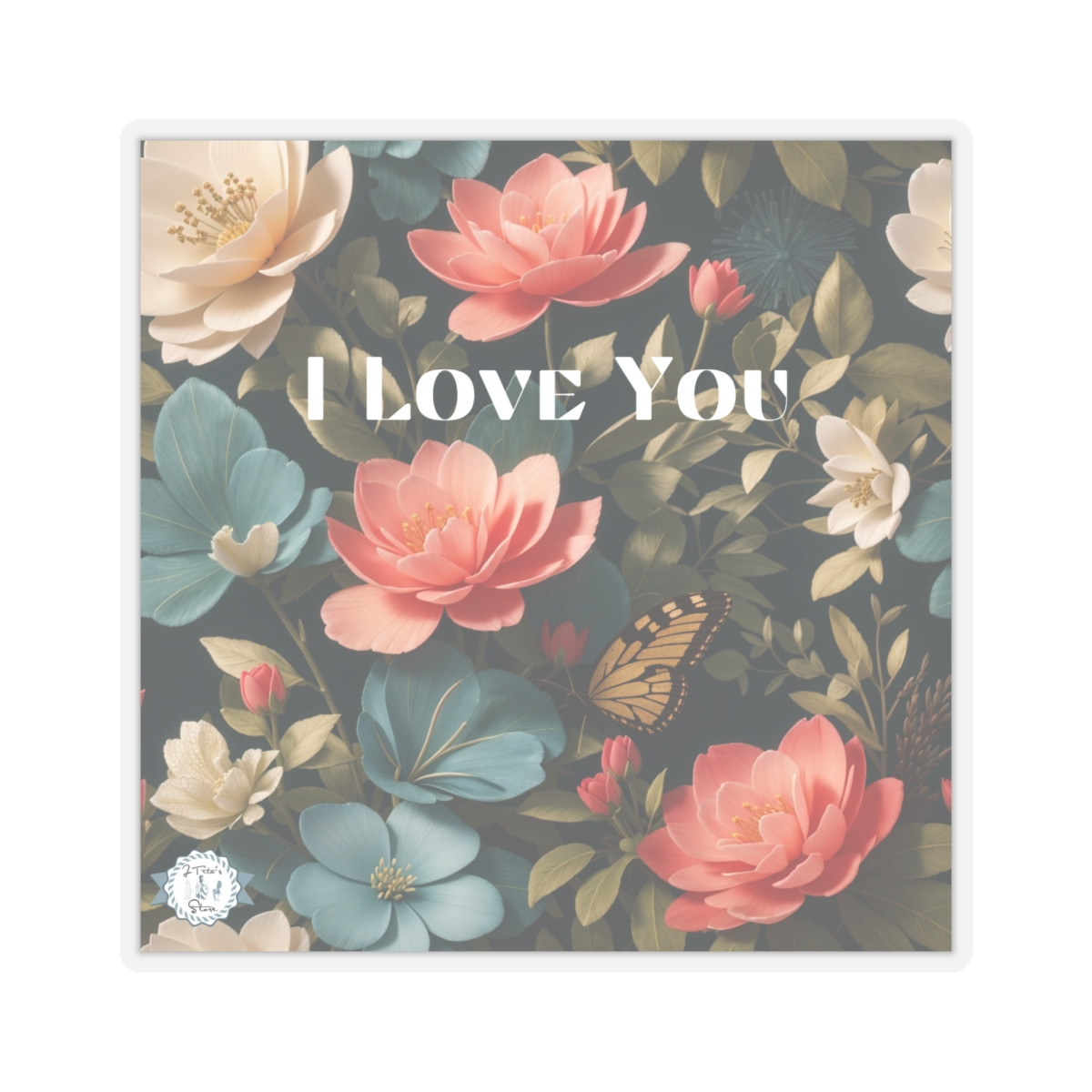 Flowery I love you Kiss-Cut Stickers
