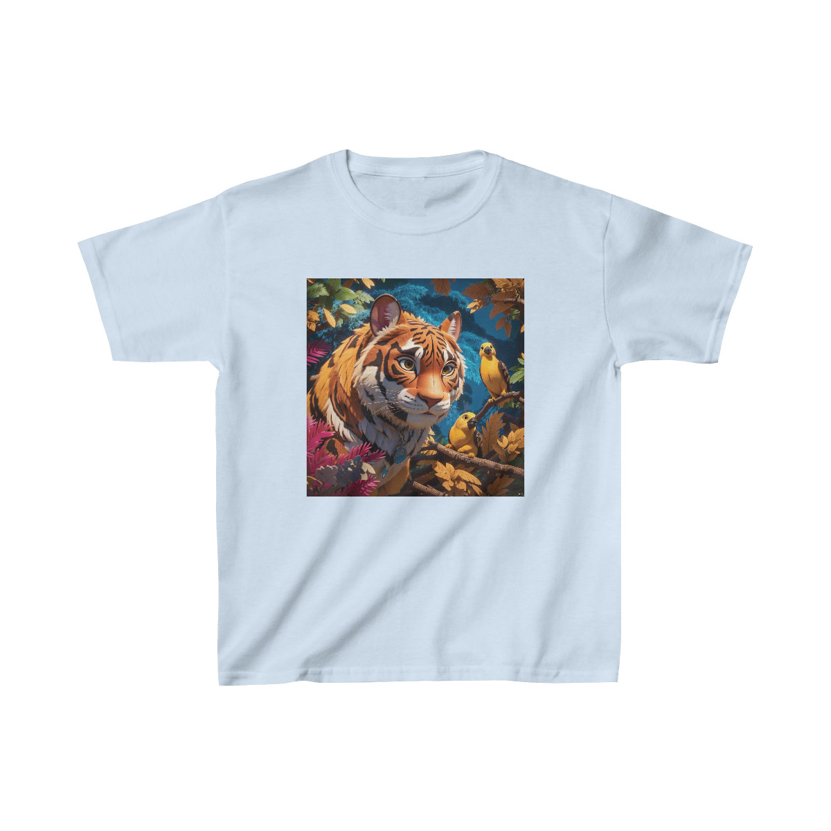 Colourful tiger with birds Kids Heavy Cotton™ Tee