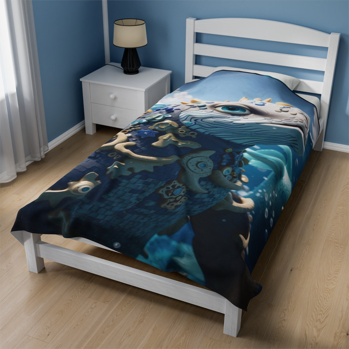 Ocean guardian - big fish Velveteen Plush Blanket