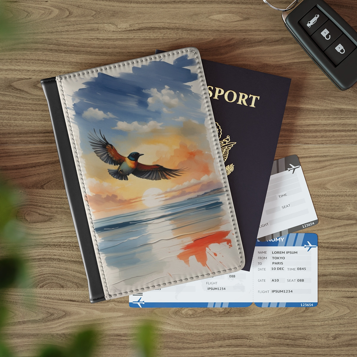 Bird on a sunset flying Passport Cover