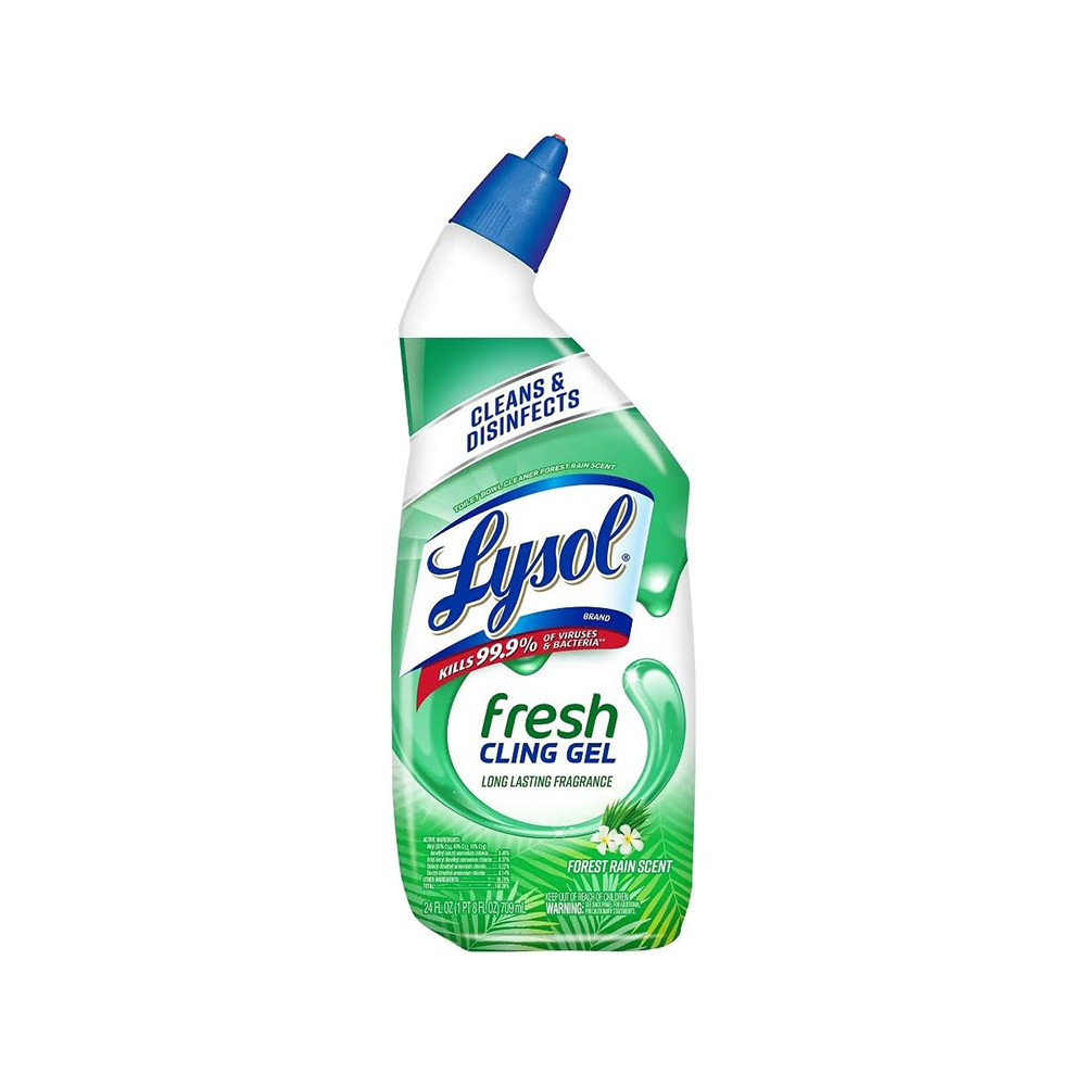 Lysol Toilet Bowl Cleaner Gel, For Cleaning and Disinfecting, Stain Removal, Forest Rain Scent, 24oz
