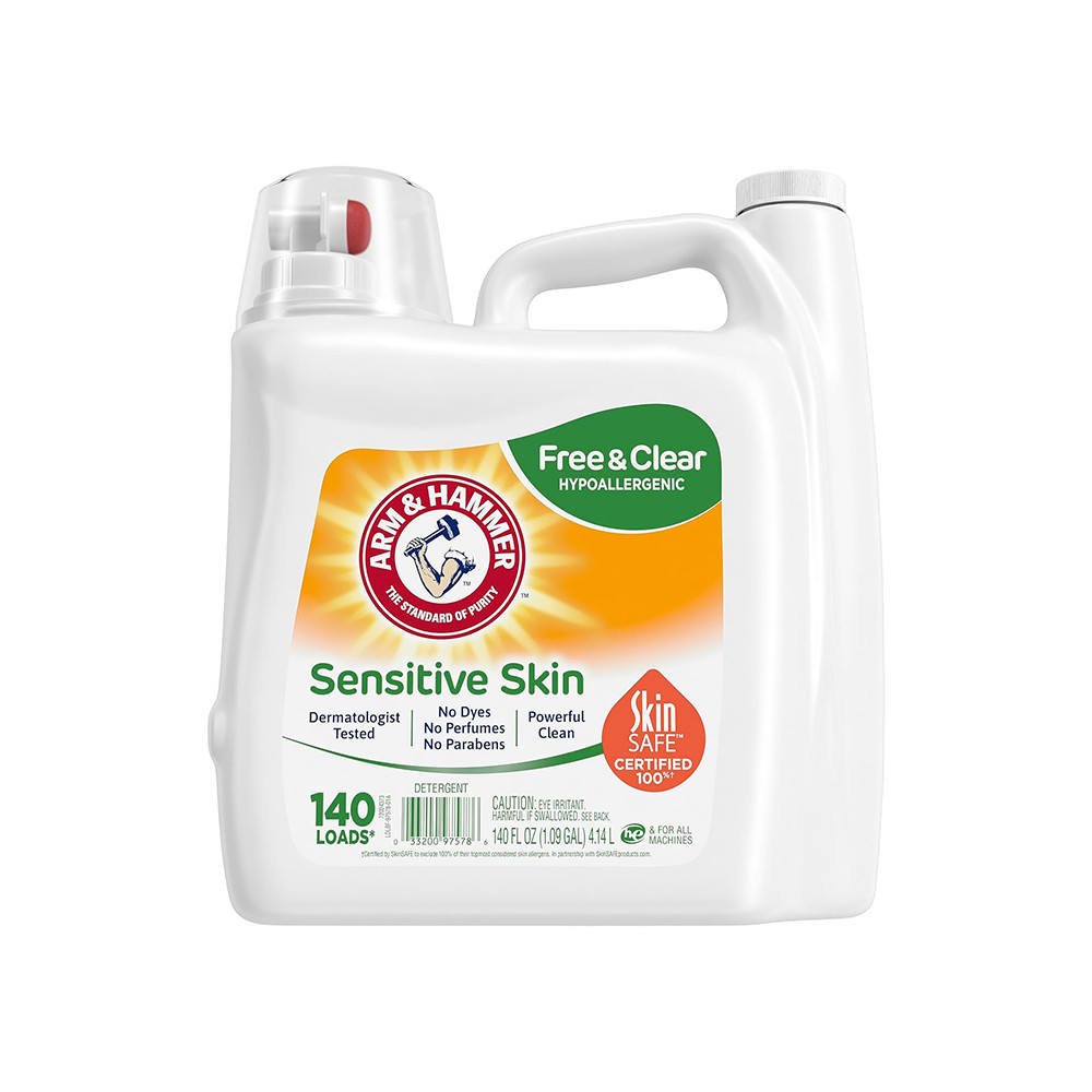 Arm & Hammer Sensitive Skin Free & Clear, 140 Loads Liquid Laundry Detergent, 140 Fl oz