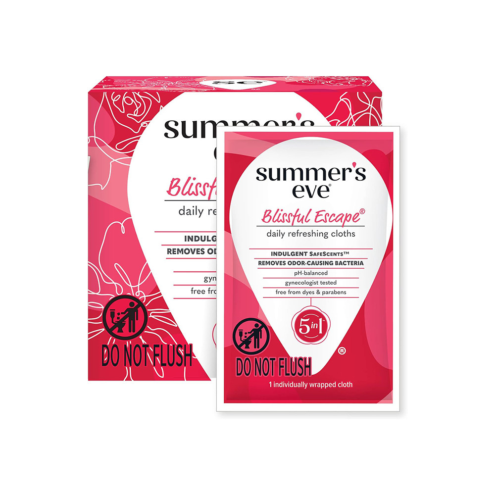 Summer's Eve Blissful Escape Daily Refreshing Feminine Wipes, Removes Odor, pH balanced, 16 count
