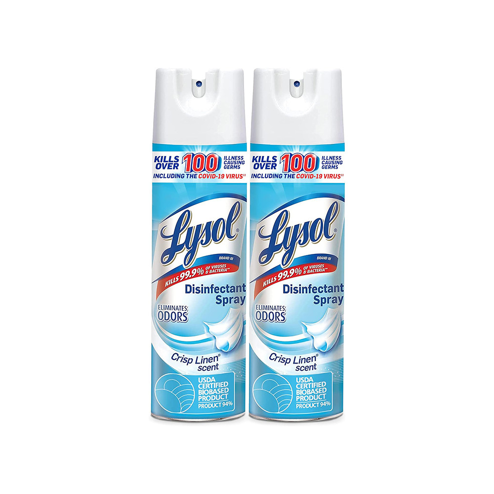 Lysol Disinfectant Spray, Sanitizing and Antibacterial Spray, For Disinfecting and Deodorizing, Crisp Linen, 19 Fl. Oz (Pack of 2)