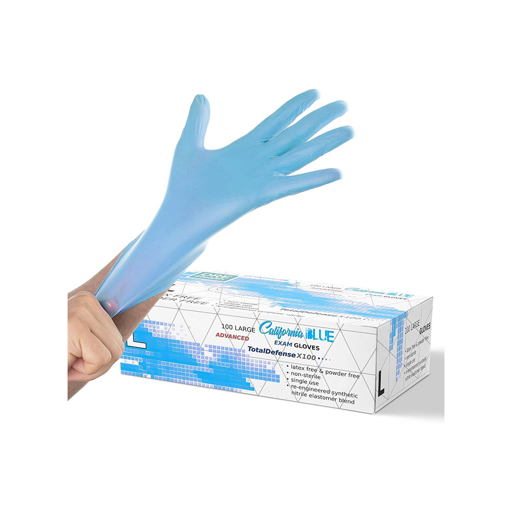 Dre Health Synthetic Nitrile Blue Disposable Gloves Large -100 PK No Latex Medical Gloves