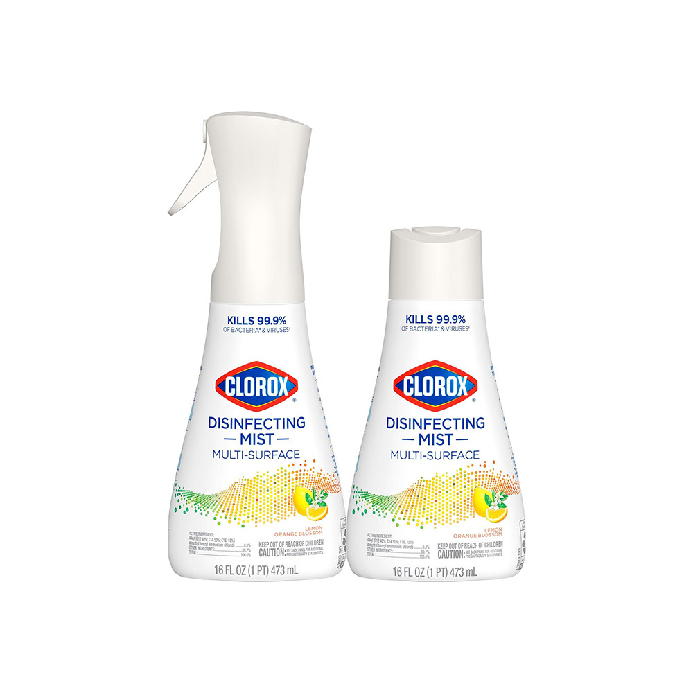 Clorox Disinfecting Mist, Multisurface Cleaner, Lemon and Orange Blossom, Sanitizing Spray & Refill, 16 Ounces(Pack of 2)