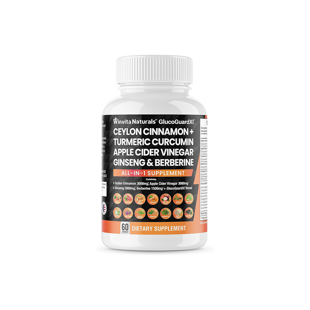 Ceylon Cinnamon 3000mg Apple Cider Vinegar 3000mg Turmeric 2000mg Panax Ginseng 2000mg Berberine