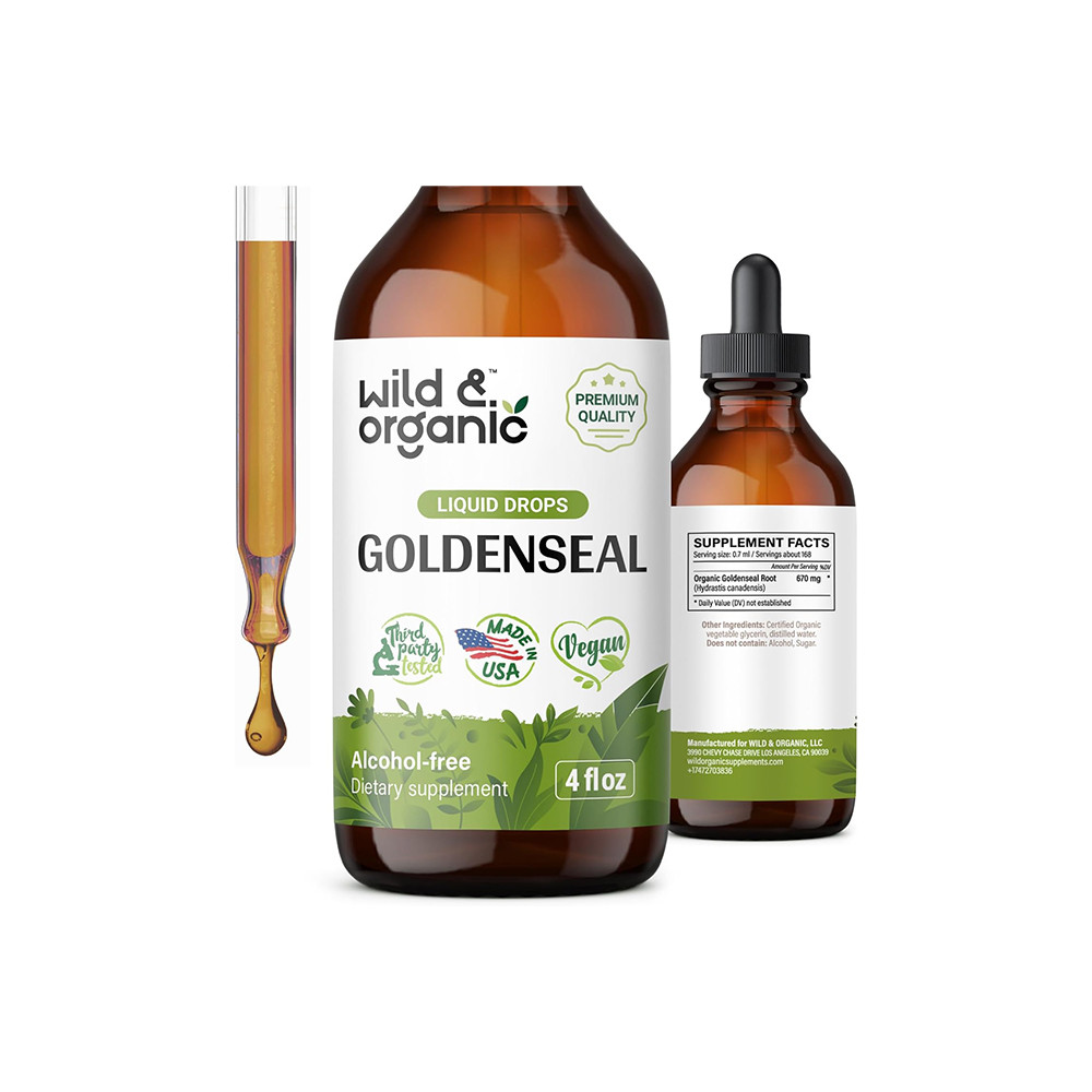 Goldenseal Tincture - Organic Goldenseal Root Liquid Extract - Vegan, Alcohol Free Goldenseal Drops - 4 fl oz