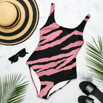 One-Piece Swimsuit- pink stripes