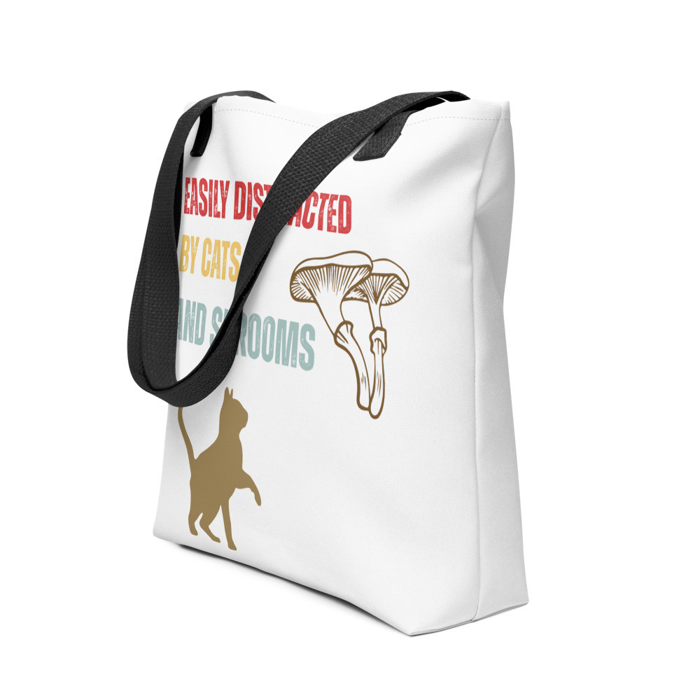 Easily Distracted By Cats And Shrooms Tote bag