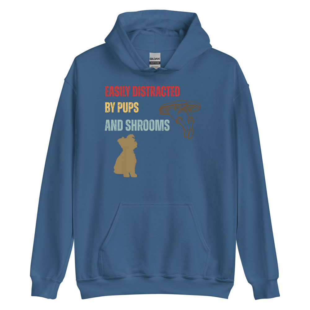 Easily Distracted By Pups And Shrooms Unisex Hoodie