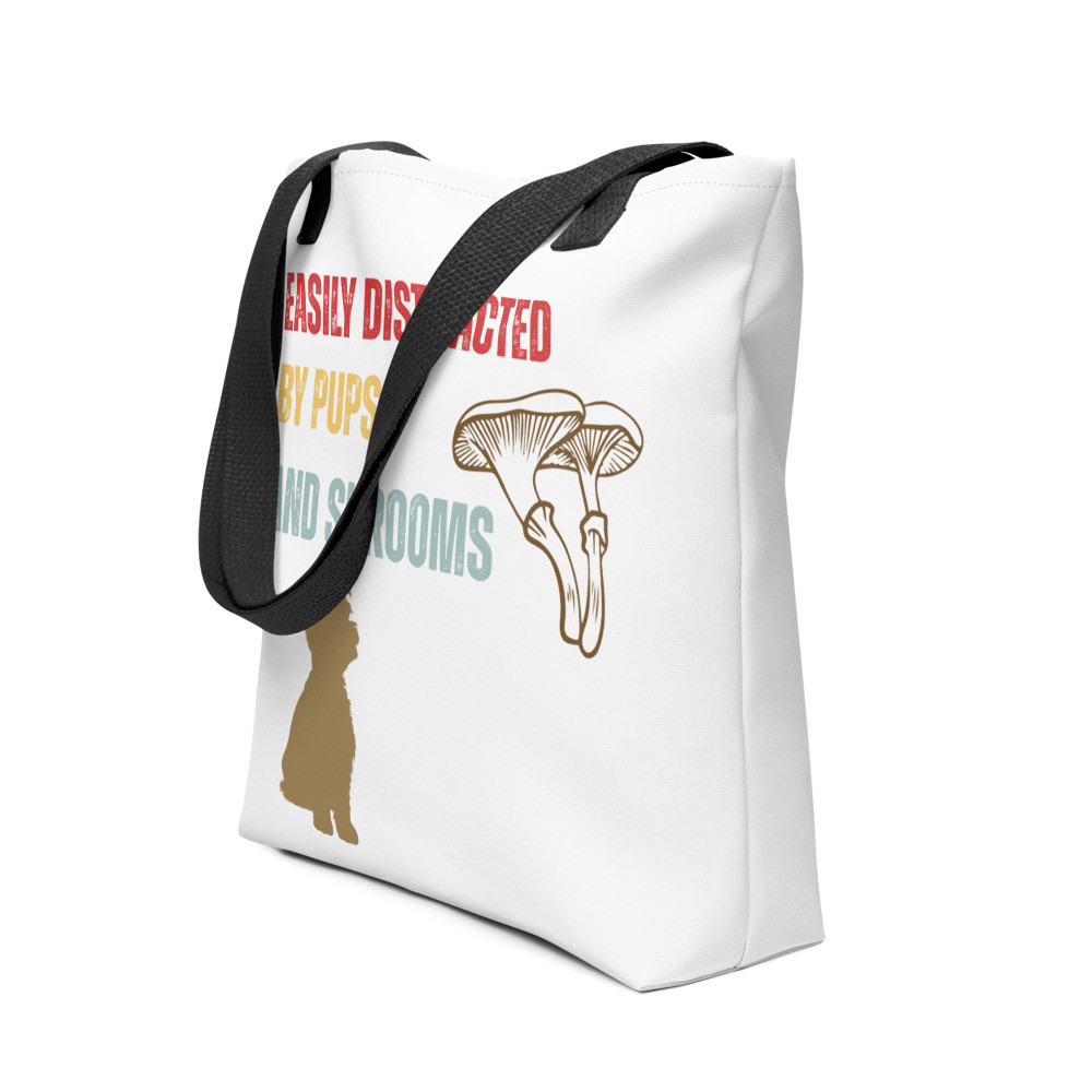 Easily Distracted By Pups And Shrooms Tote bag