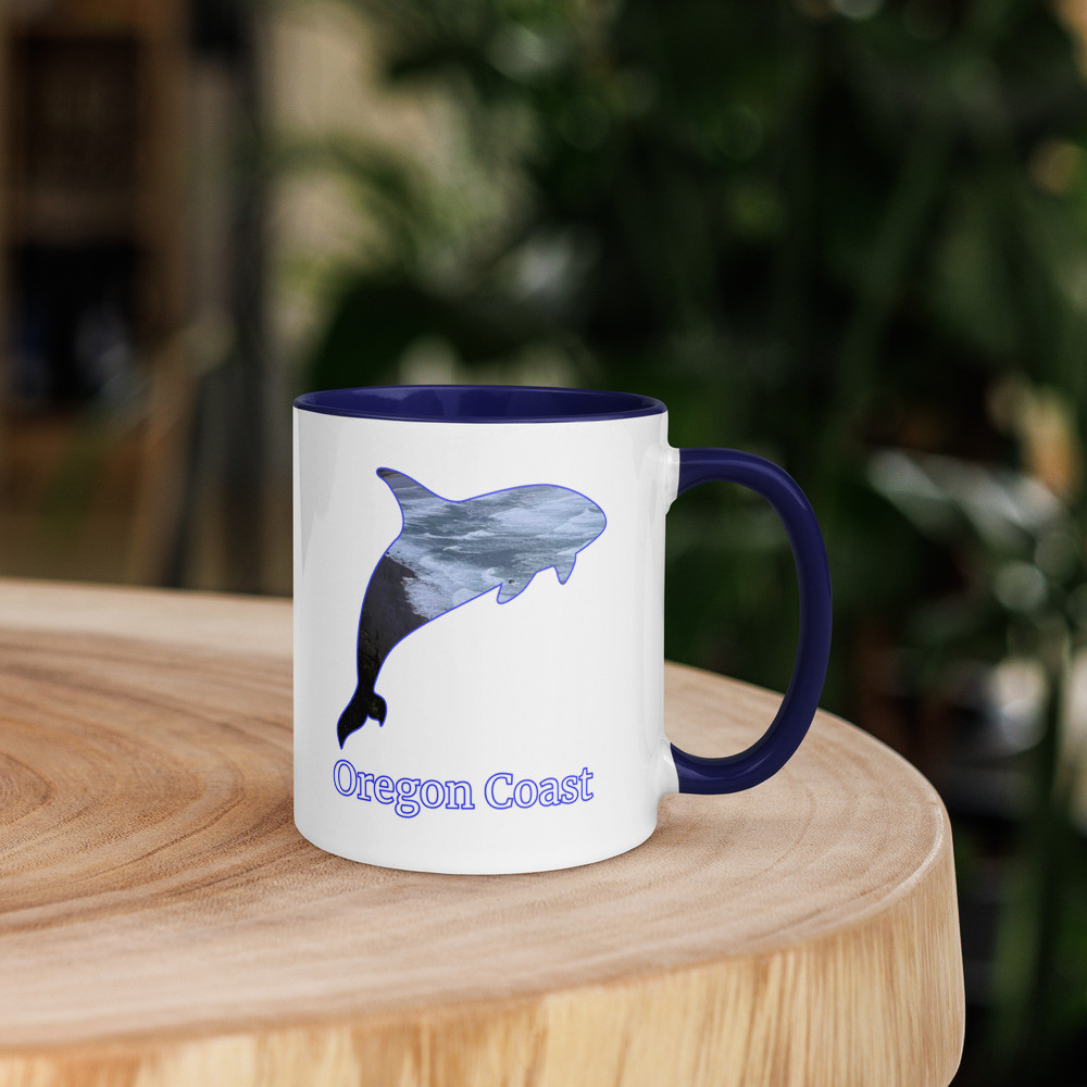 Oregon Coast Orca Mug with Color Inside