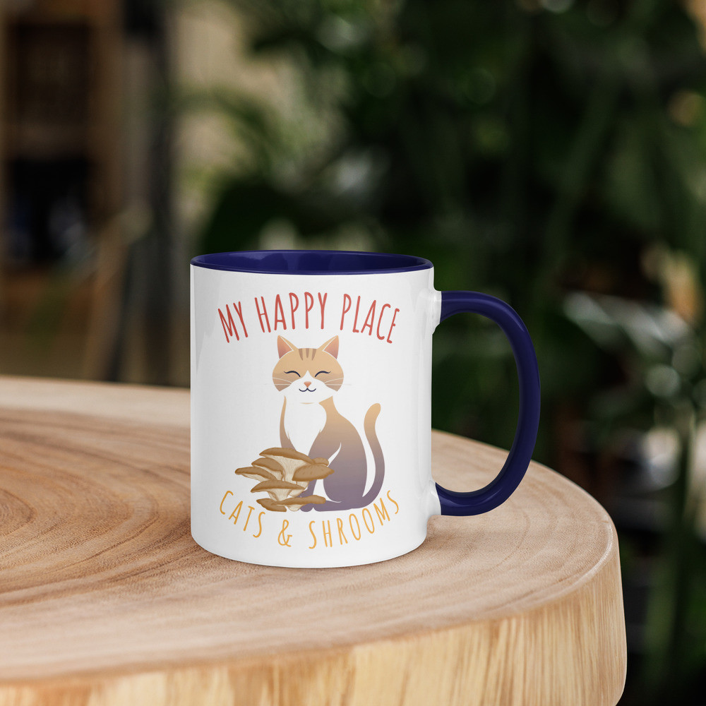 My Happy Place Cats & Shrooms Mug with Color Inside
