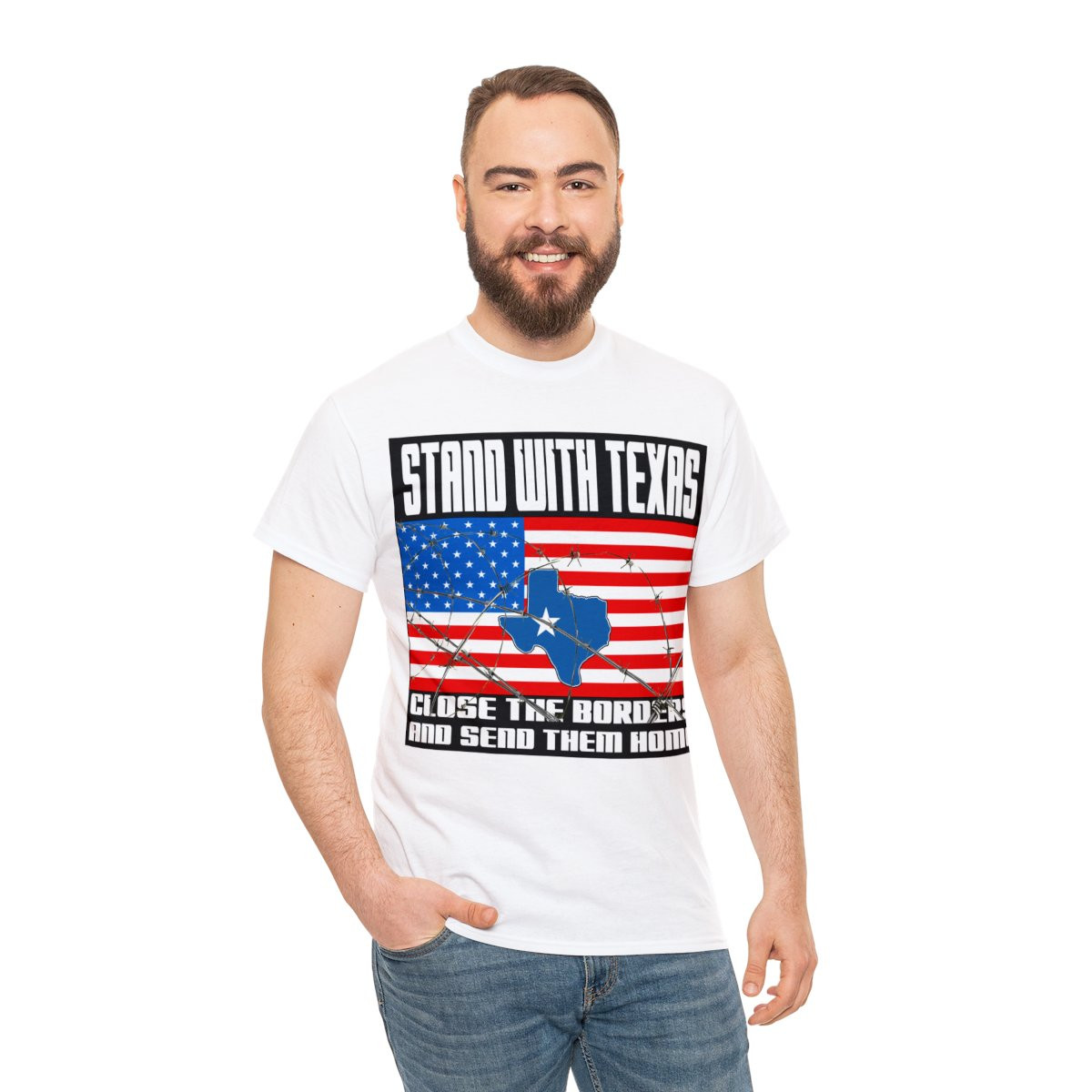 I Stand With Texas Close The Border blk unisex Short Sleeve Tee