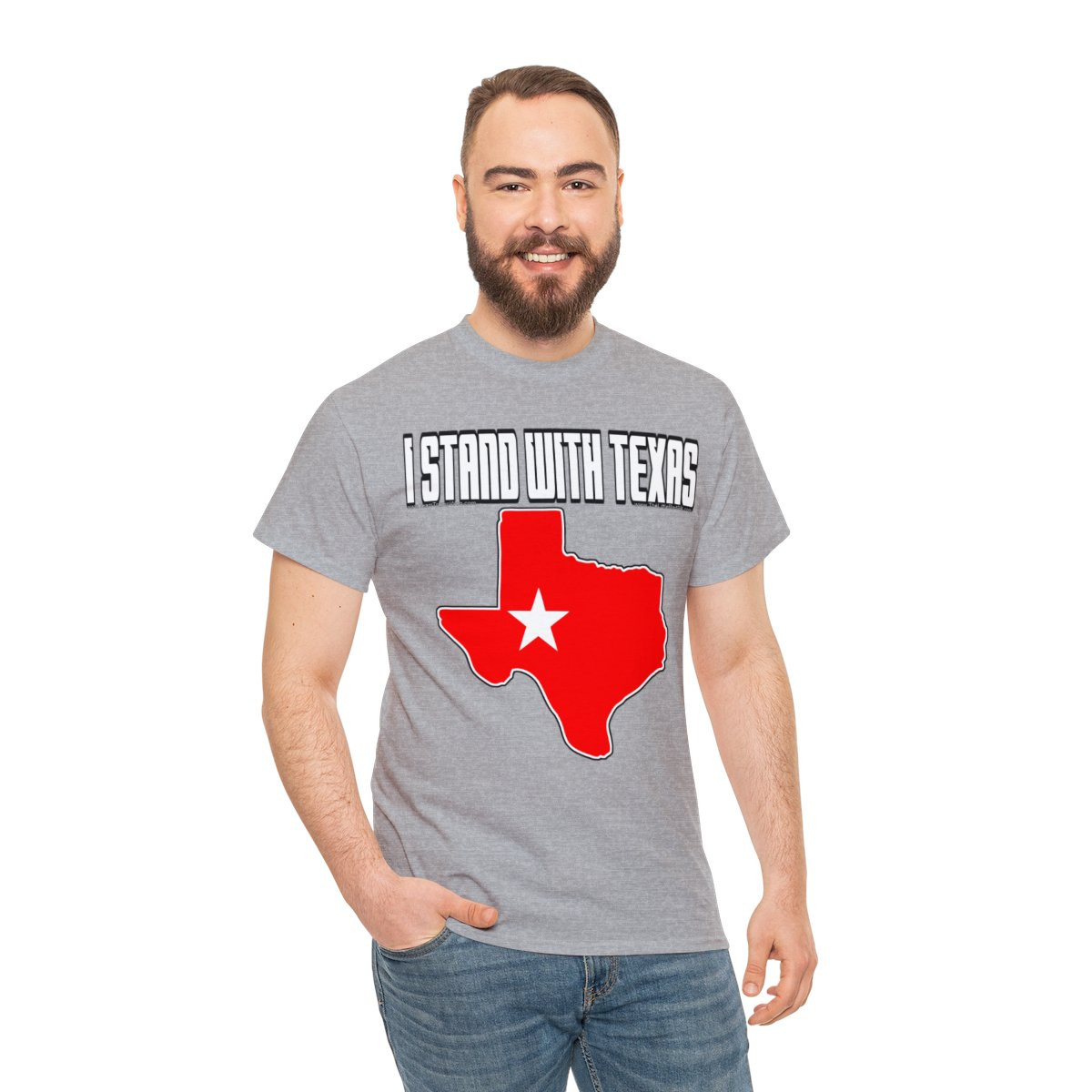 I Stand With Texas State red short Sleeve Tee