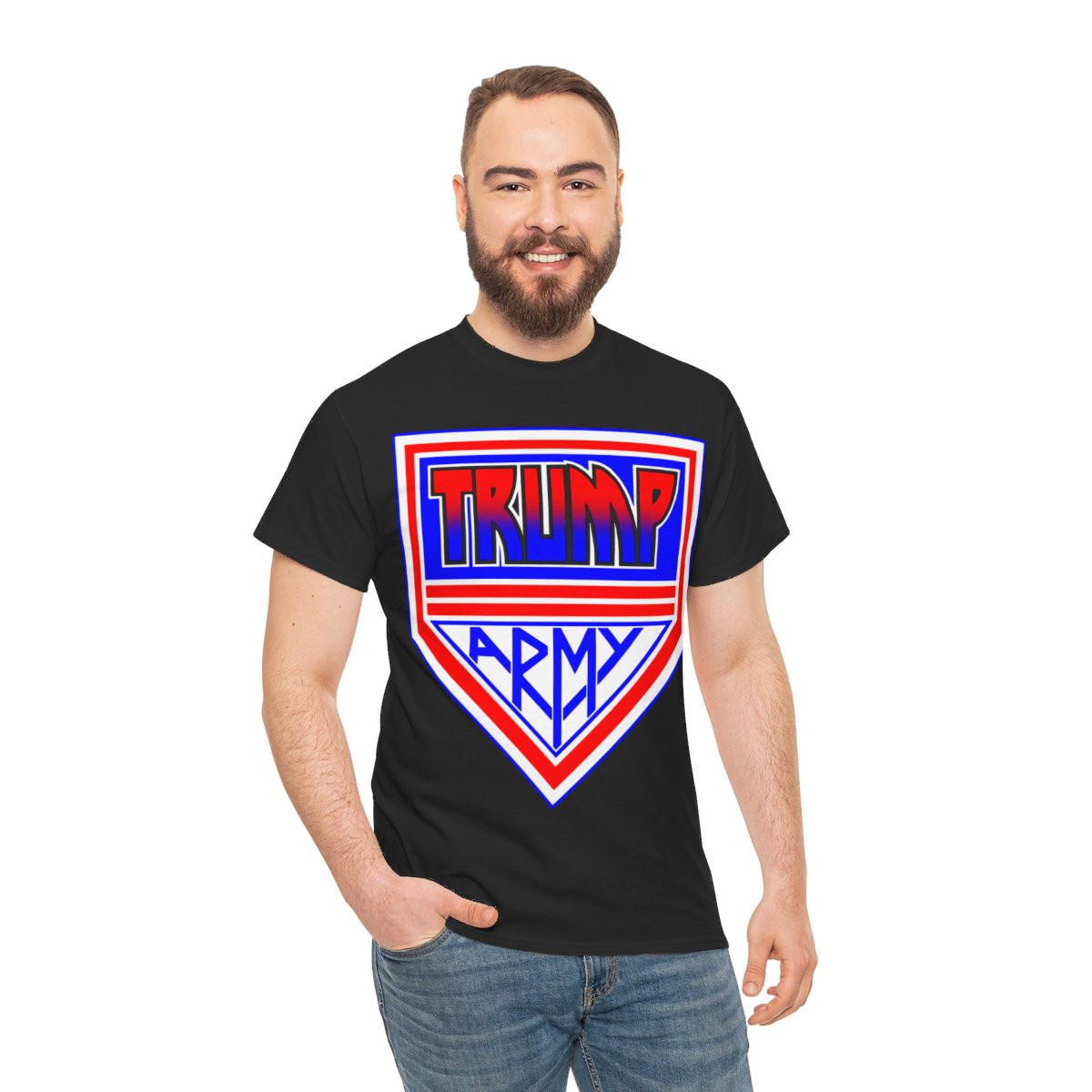 Trump Army logo Blue To Red Short Sleeve Tee