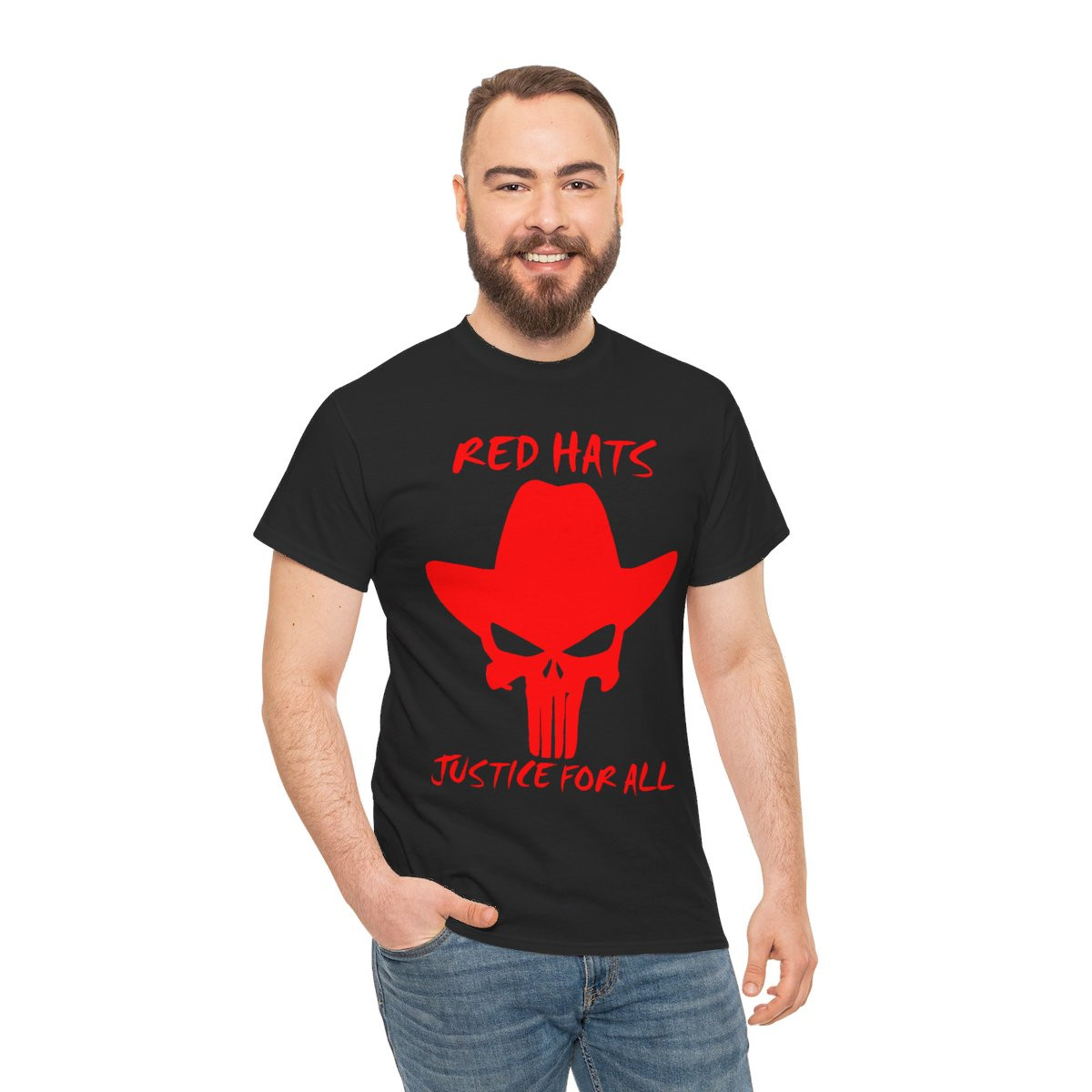 Red Hats Punnisher Skull Justice For All Short Sleeve Tee