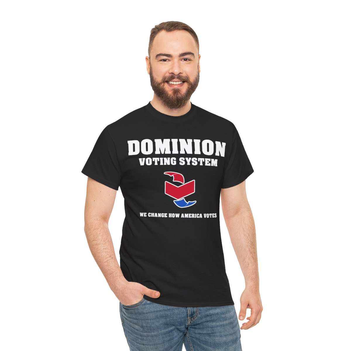 DOMINION We Change How America Votes TRUMP 2024 Men's Short Sleeve Tee