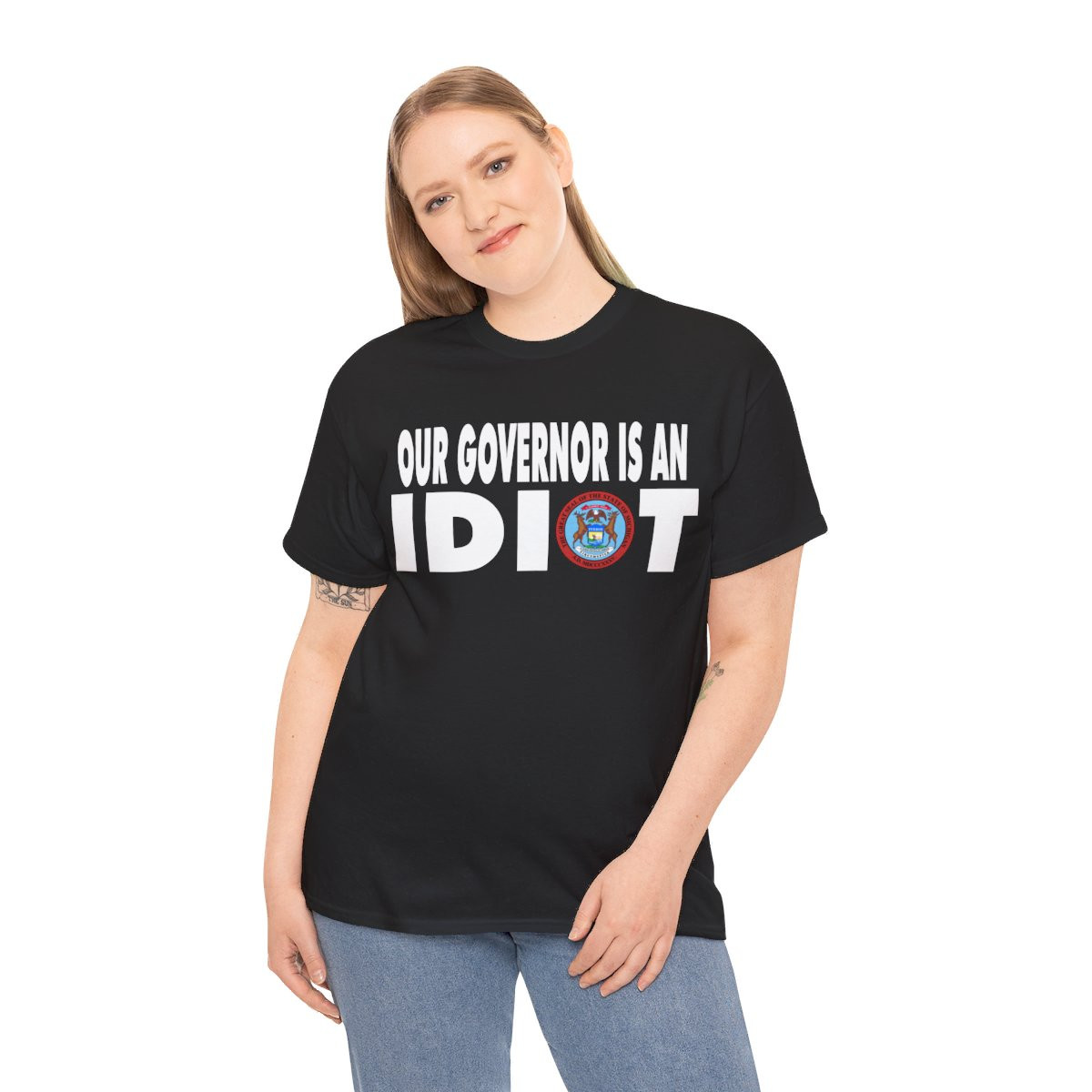 Our Governor is an IDIOT Michigan Unisex Heavy Cotton Tee
