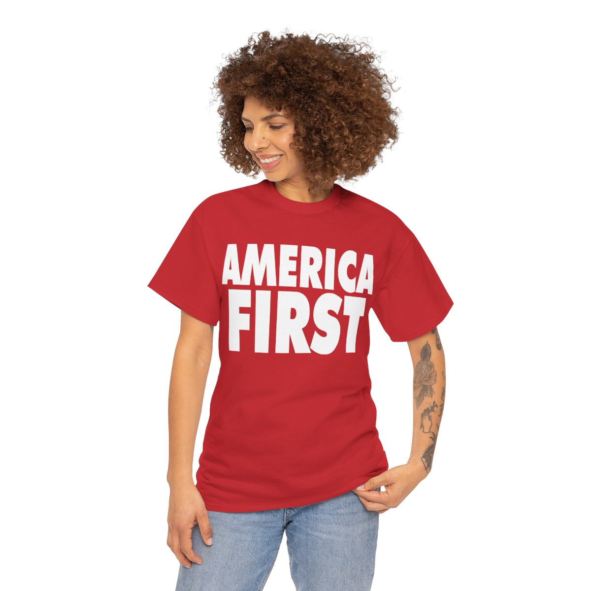 America First wht Men's Short Sleeve Tee