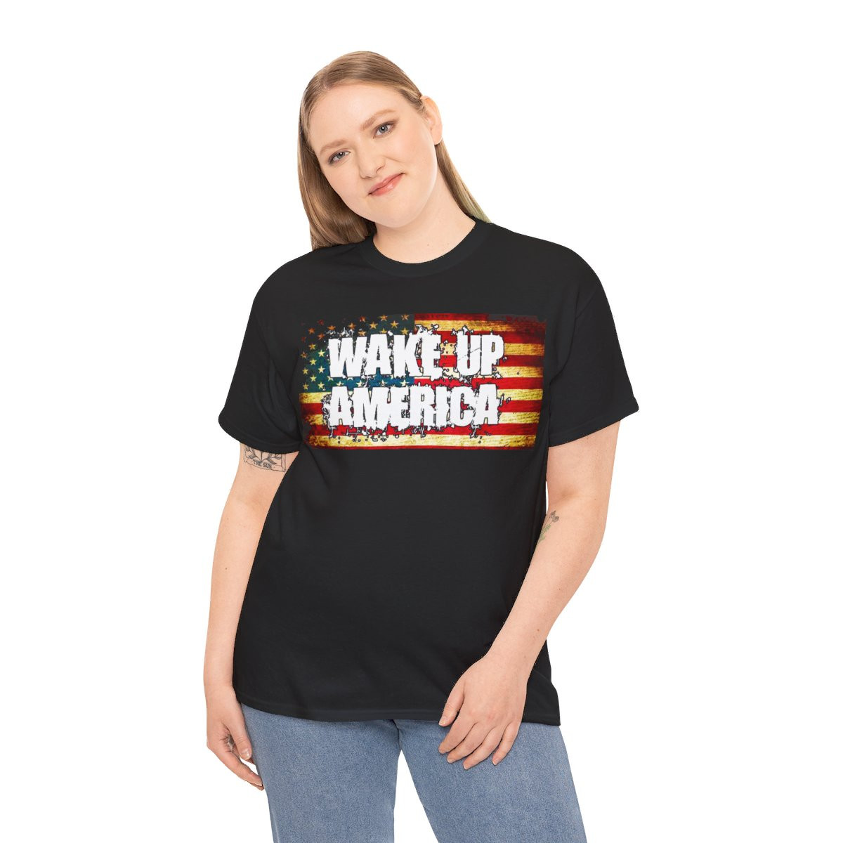 Wake Up America Flag Unisex Heavy Cotton Tee
