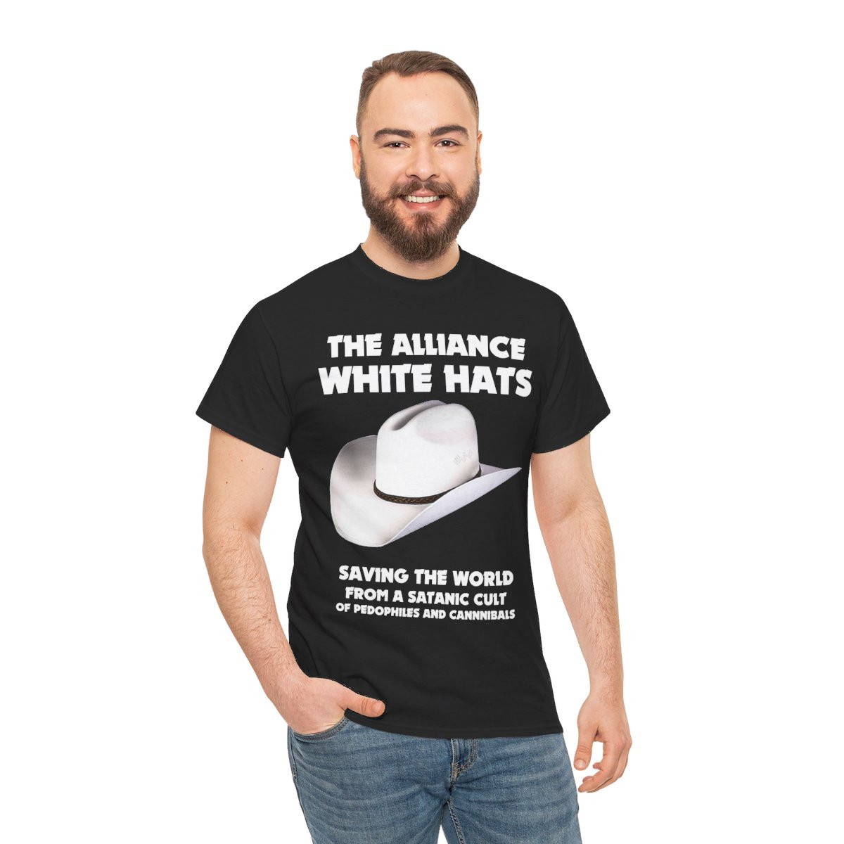 Trump Alliance White Hats saving the world 107 Men's Short Sleeve Tee