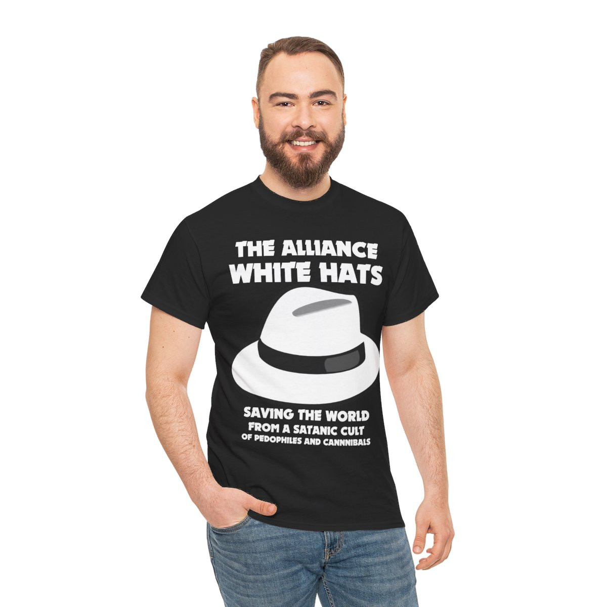 Trump Alliance White Hats saving the world  Men's Short Sleeve Tee