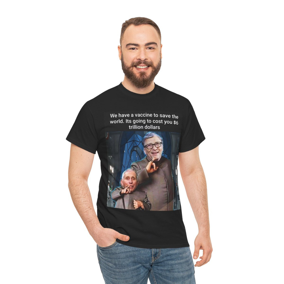 Dr EvilGates n Mini Fauci poison the world to sell a vax Men's Short Sleeve Tee