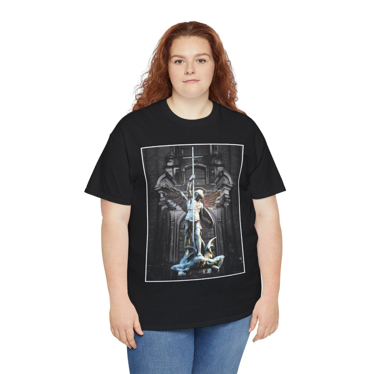 Angel Michael defeating Lucifer St. Michael's Church Unisex Heavy Cotton Tee