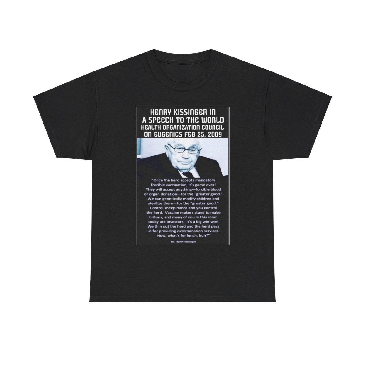 Henry Kissinger eugenics depopulation with vaccines short Sleeve Tee