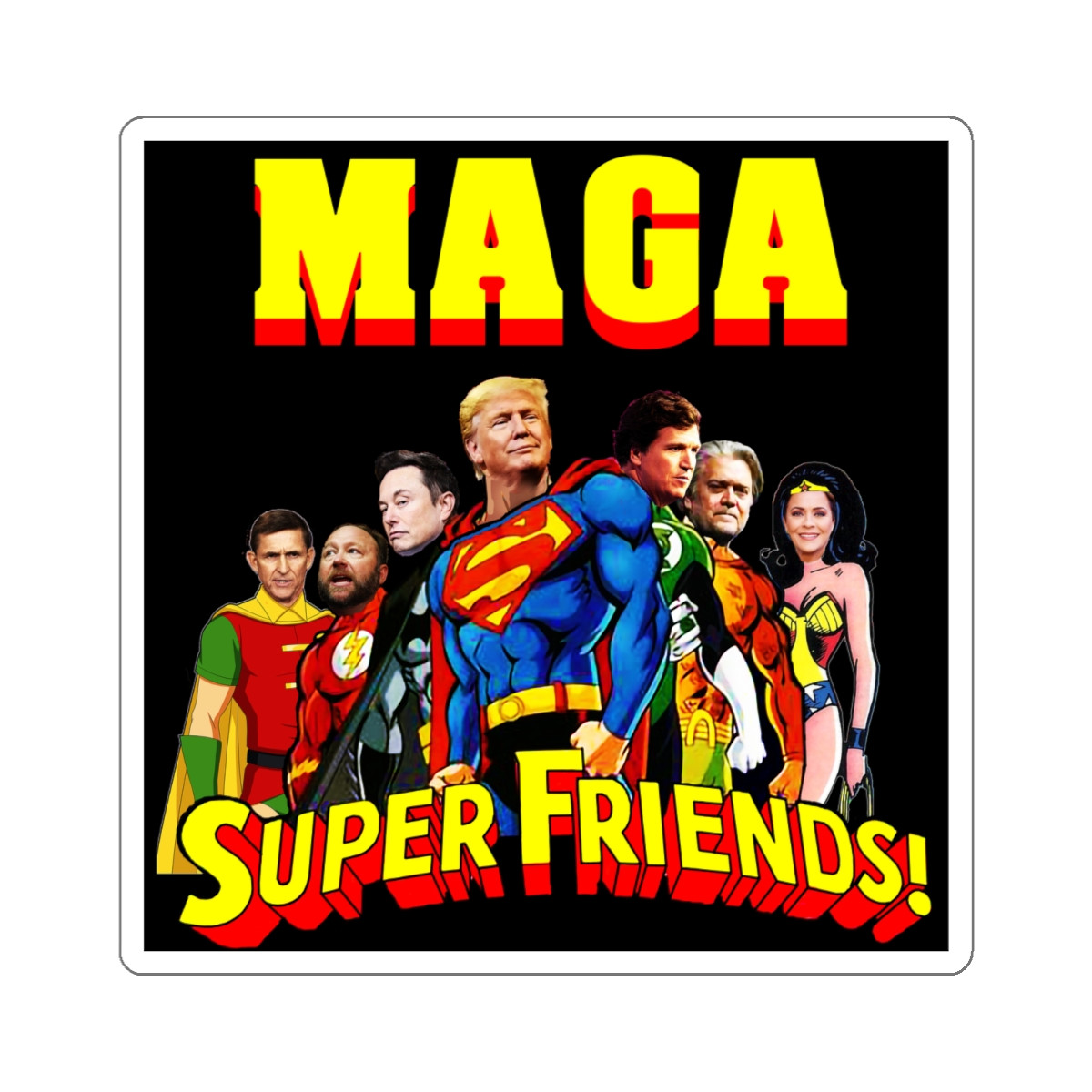 Trump  2024 MAGA Super Friends! black Kiss-Cut Stickers